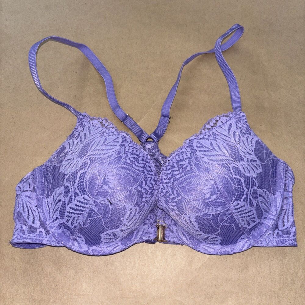 Women’s Auden Purple Lace size 32B Push Up Demi Coverage Racerback Bra